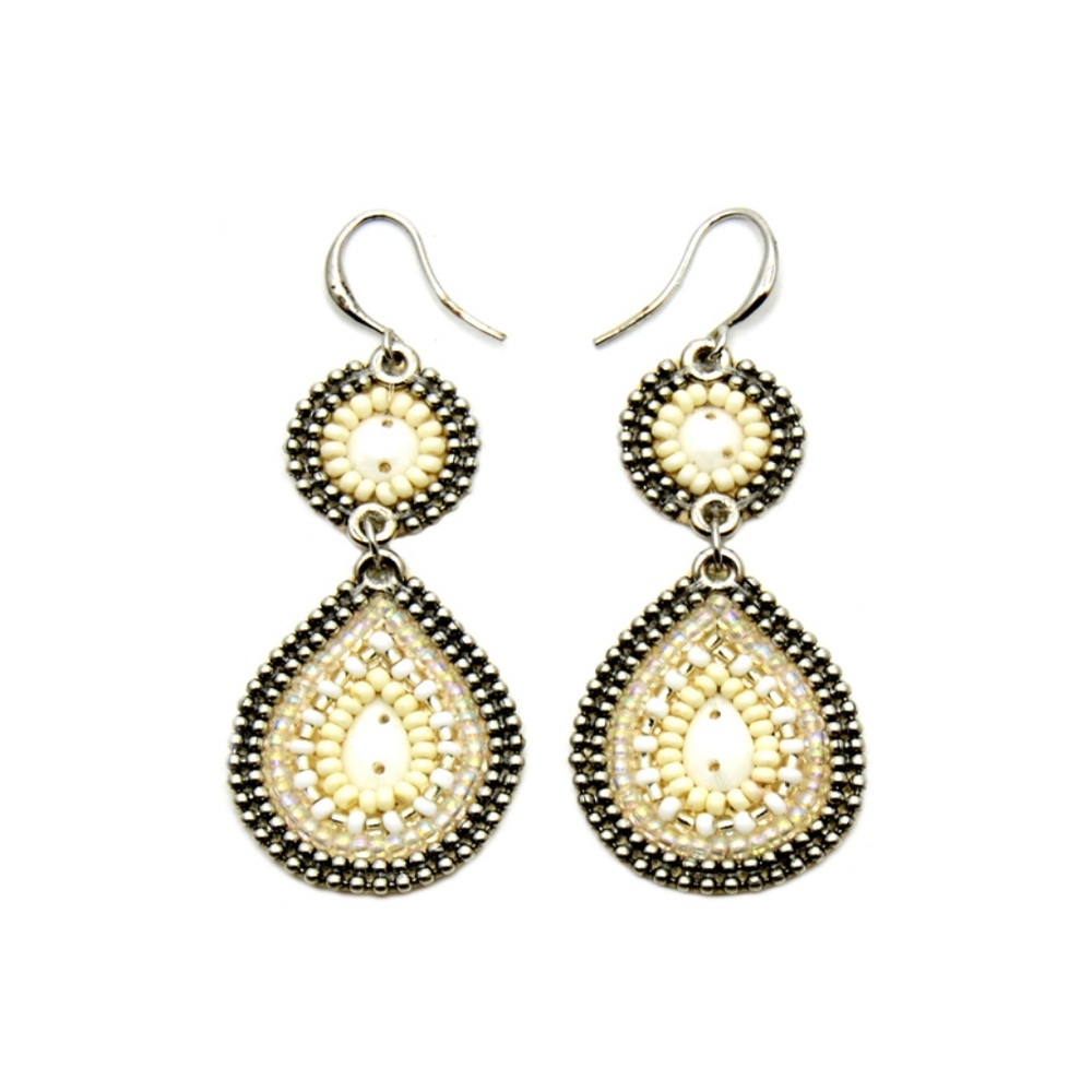 Erik & Mike Soan Tear Drop Earrings in white.